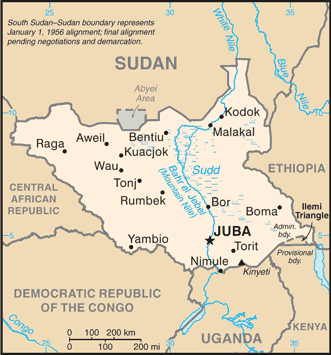 map Güney Sudan